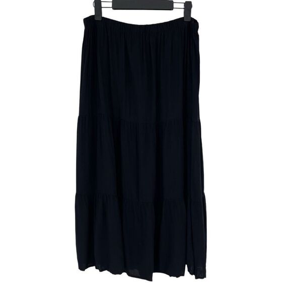 Croft & Barrow Tiered Maxi Skirt Soft Lightweight Elastic Waist Medium Black NWT - Picture 4 of 7